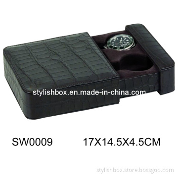 2PCS Black Crocodile Travel Watch Box (SW0009)